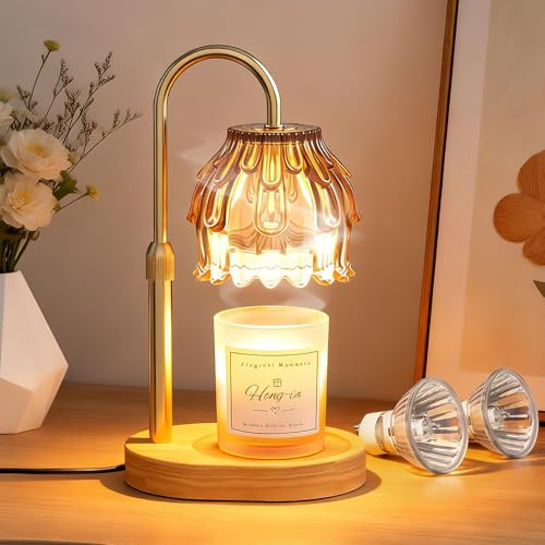 FlyQintess Lámpara Calentadora Velas, Candle Warmer Lamp con Temporizador y Regulador de Intensidad, Lámpara Perfumada con 2 Bombillas Regalo Ideal para Mujeres y Madres, Decoración Hogar