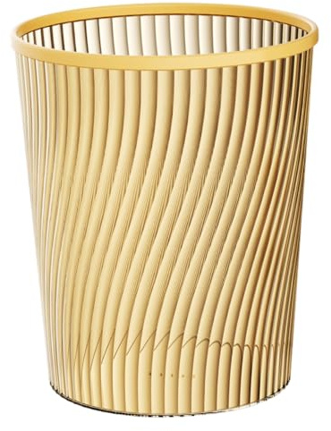 Papperskorg i guld, 21,3 x 24,9 cm PET-kontorspapperskorg med spännring, perfekt för vardagsrum, sovrum, badrum