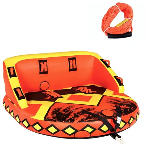 SMOOL Tube de traction gonflable pour 1-3 personnes avec corde, attelage pour sports nautiques, design canapé en nylon PVC, points de traction avant et arrière, facile à gonfler et à transporter