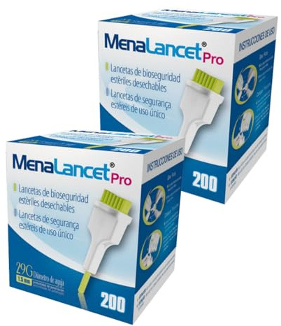 Pack 2 Cajas Lancetas Estériles Desechables, Lancetas para Glucosa y Diabetes Estériles (400 uidades, 29G)