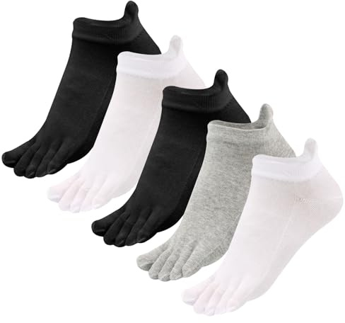 Soleeya 5 Pares de Calcetines Dedos Hombre Cortos, Calcetines Deporte Barefoot de Cinco Dedos y Algodón Transpirable Tallas 39-45 Adecuado Para Correr y Para Uso Diario Informal