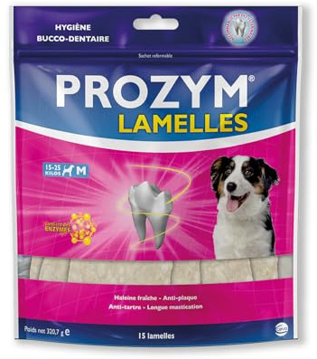 Prozym 15 Lamelles pour Chiens - Soin Dentaire à mâcher - N°1 chez Les vétérinaires - Haleine fraîche - Anti-tartre - Anti-Plaque - Gencives saines (M)