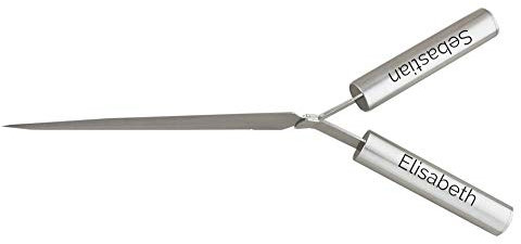 ZLYSYCM Hochzeitstortenmesser mit 2 Griffen - Edelstahl Tortenmesser Hochzeit NEU. inkl. Geschenkverpackung. Handgefertigt - Made in Germany seit 2009. Laserbeschriftung Griffe Variante 1