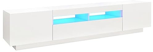 vidaXL Mueble para TV con Luces LED Blanco 200x35x40 cm