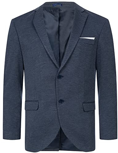 Indumentum Herren Sakko Blazer Sportlich Jacke Jackett Slim Fit Herrensakko Übergangsjacke Herrenblazer Anzugjacke IJS-102 Dunkelblau 3XL