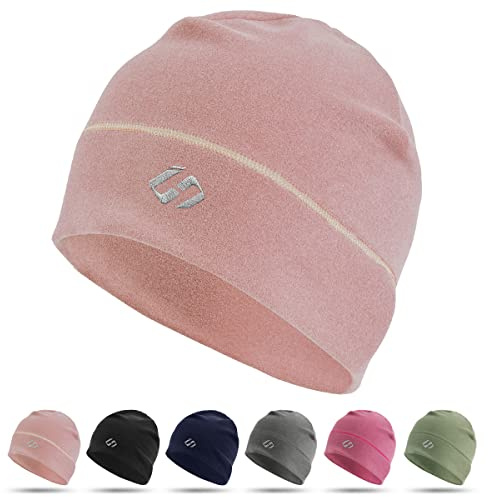 HASAGEI Thermal Running Hat - Men's Skull Cap Cycling Cap Under Helmet for Winter Pink