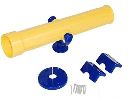KIDS TELESCOPE TOY FOR CHILDRENS OUTDOOR OR INDOOR CLIMBING FRAME TREE HOUSE DENS AND PLAYHOUSE FOR PIRATE SHIP TOYS AND ACCESSORIES FOR FORTS FOR KIDS happy playgrounds (YELLOW-BLUE)