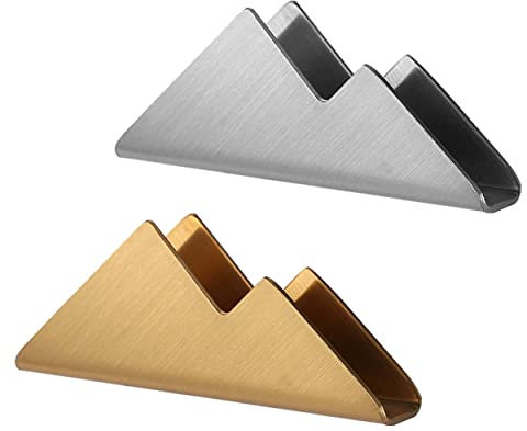 Piacolnic 2 Stück Visitenkarten Aufsteller, Edelstahl-Visitenkartenständer Visitenkarten Display Silber Gold Visitenkartenhalter Visitenkartenständer Edelstahl Foto Halter Hochzeit Tischnummernhalter