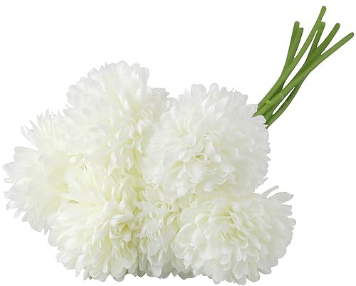 HXMJIED 6 hortensias artificiales, crisantemo de seda blanca, flores falsas, hortensias blancas para decoración del hogar, jardín, ramos de boda