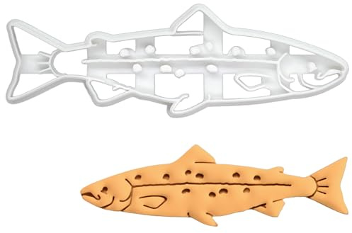 BAKERLOGY Emporte-pièce Saumon Poisson - Conception détaillée d'emporte-pièces pour la pâtisserie et l'artisanat, adaptée au fondant, à la pâte, à l'argile