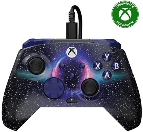 Turtle Beach Rematch Advanced Dark Cosmos Manette de jeu filaire - Licence Xbox Series XS, Xbox One et PC avec Lenticulaire, multi-design, Boutons Programmables, Gâchettes et commandes audio