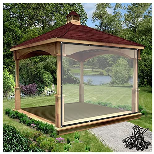 Panneaux transparents indéchirables pour tonnelle – Rideaux d'extérieur avec œillets antirouille pour abris auto, porche, pavillons, auvents – 4 x 3 m