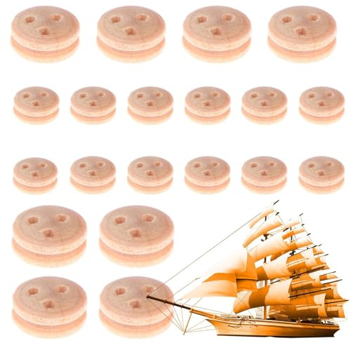 Kit de polea de Madera | 20 Piezas de Modelo clásico portátil Modelo de Kit de construcción | Accesorios para Hombres. Modelo de velero de Madera, Bloques de polea, Accesorios de para