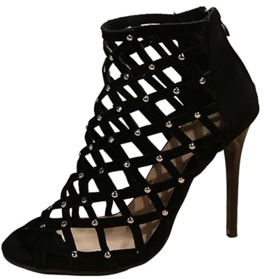 Generisch Zapatos de mujer Moda Fish Boca Tacones altos Tacón Stiletto Sandalias huecas Trasera Cremallera Sandalias Mujer, Negro , 40 EU