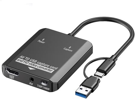 Plyisty Convertisseur VHS vers Numérique, Carte de Capture Vidéo USB, pour Magnétoscope/DVD/AV vers Numérique, Sauvegarde D'anciens Souvenirs