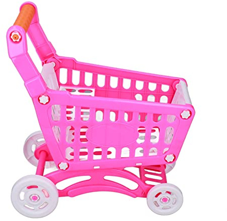 Syrisora Carrello della Spesa per Bambini Set Carrello della Spesa Educativo per Bambini Gioca a Giocattoli Alimentari per lo Sviluppo Dell'apprendimento (Colore rosato)