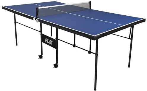7FT Folding Table Tennis Table, Indoor Outdoor Portable Ping Pong Table Set with Net, 2 Paddles & Balls, Compact Sports Game Table for Home Garden Family Use