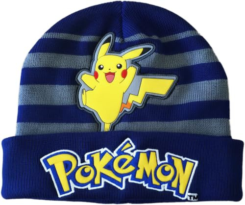 Pokémon - Bonnet d'hiver doux et chaud pour enfants, bleu