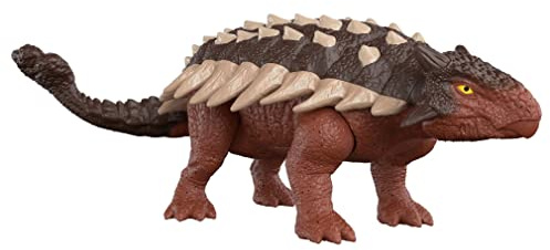 Jurassic World HDX36 - „Ein neues Zeitalter“ Roar Strikers Ankylosaurus Dinosaurier-Actionfigur mit Brüllgeräuschen, Schwanzpeitschen, bewegliche Gelenken, Dinosaurier Spielzeug für Kinder ab 4 Jahren