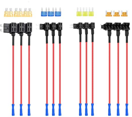 SPORTARC 12-pack 12 V tilläggskrets säkringsadapter mini bladsäkringshållare ATM APM för elektronisk enhet på de flesta fordon och båtar
