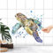 FoLIESEN Fliesenaufkleber - Deko-Bild für Bad, Küche, Badezimmer - Dekoration Fliesen-Bild Wasser-Schildkröte selbstklebend - Meeresschildkröte, Fliese - Bild (BxH):20x25 cm - 40x50 cm / 4-tlg.