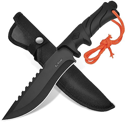 AuRiver Cuchillo Outdoor - Hoja Fija Incl. Vaina - Acero 7Cr13, Supervivencia - Ideal para Caza