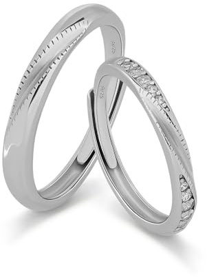 Meissa 925 Anillos Plata Esterlina de Tamaño Ajustable Anillos Pareja para Hombres y Mujeres Hechos a Mano a Juego Anillos de Promesa Personalizados Anillos de Boda Joyería Nupcial