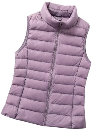 Chaleco Guateado Mujer Ultraligero Chaleco Plumas Mujer Ligero Chalecos Acolchados Señora Chaqueta Sin Mangas Mujer Chaleco Plumon Plumifero Mujer Chaleco Plumífero Mujer Tallas Grandes Morado S