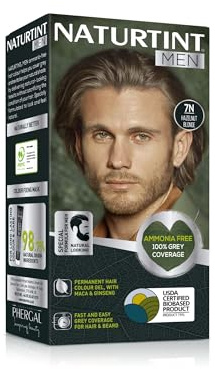 Naturtint Men Permanent Hair Colour Gel 7N Hazelnut Blonde for Hair Beard and Moustache. Ammonia Free, up to 100% Grey Coverage, Natural Looking Long Lasting Results