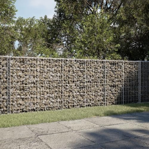 Brokky Gabion Basket with Cover 300x100x100 cm Galvanised Iron-Gabion Wall Mesh Wire Stone Basket Galvanised Iron Stone Basket Outdoor Spiral Planter Retaining Wall