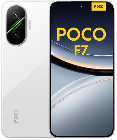 Smartphone POCO F7, 12+512GB, Bianco, Flagship Snapdragon 8s Gen 4, batteria 6500mAh, fotocamera Sony da 50MP con OIS, display AMOLED da 6,8 pollici 1,5K 120Hz (adattatore di alimentazione incluso)