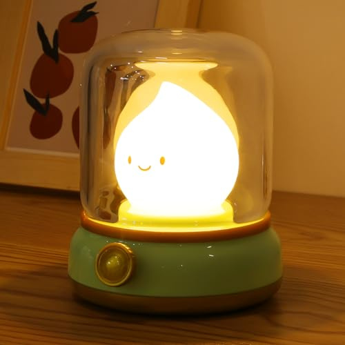 HOTUT Candele a LED, Lampada con Candele Senza Fiamma, Luce Notturna per Bambini, Simpatica Lampada in Silicone con Modalità Candela, Luce Notturna Ricaricabile Regolabile e Dimmerabile per Bambini