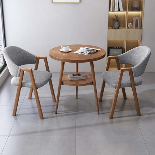 Table de salle à manger ronde de 60 cm avec 2 chaises, parfaite pour la cuisine, le salon, la réception et la salle à manger, table de conférence moderne grise A (60 cm) pour petits espaces