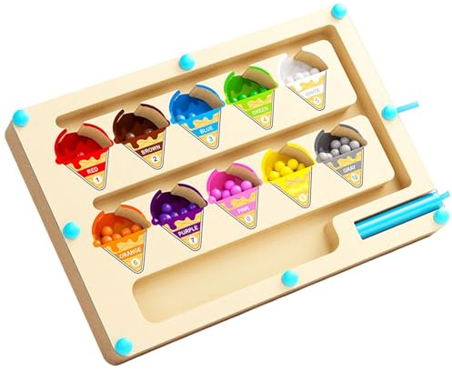 Gramigg Tablero De Conteo Laberintos Números Rastreo Juego Magnético Conteo Y Clasificación Colores Laberintos Madera Educativos Juguete para Niños Juguete Aprendizaje Habilidades