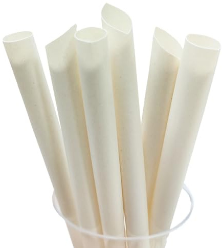 12 mm de Extra Ancha Pajitas de Fibra de Bambú, 200 Biodegradables Bambú Pajitas de Bubble Tea | Pajitas Desechables con Gran Apertura | Para té Boba, Jumbo, Batidos de Leche y Batidos