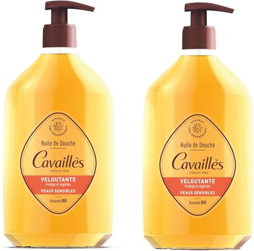 ROGÉ CAVAILLÈS | Huile de douche veloutante | Nourrissante & protectrice | Peaux sensibles & sèches | Huile d’Amande Bio & Argan | Sans Savon | 83% d'origine naturelle | Flacon Recyclé | Lot 2x750ml
