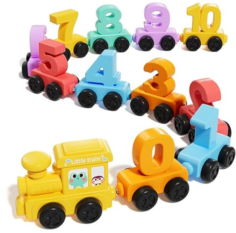 KINDLUME Treno Magnetico Numeri, Giocattolo Bambini 2 Anni Educativo, Tren de Juguete con Numeri 0-10, Juguete y Trenes, Set Didattico per Imparare i Numeri, per Sviluppare La Logica, Come Regalo