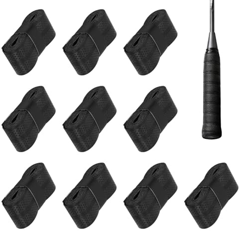 MIPIACE 10 Pezzis Nastro Grip per Racchetta Grip Per Racchette Da Tennis E Badminton Assorbente Antiscivolo Overgrip Tennis Nastro Racchetta Tennis Overgrip Padel Nero per Squash Badminton Padel