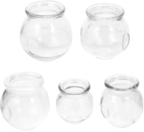 IMIKEYA Ventouses Thérapeutiques et Soulagement Musculaire Lot de 5 en Verre Épaissi Structure Simple pour Massage Usage à Domicile