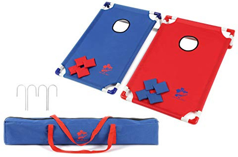 MR CHIPS Cornhole Game with Boards and Corn Hole Bean Bags Four Free Can Coolers