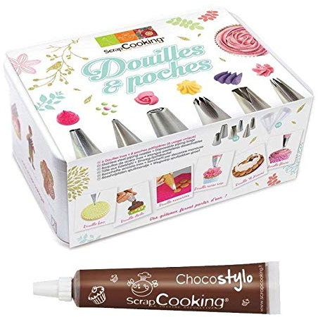 Set de pastelería 6 boquillas y mangas pasteleras desechables + Tubo de chocolate para decorar