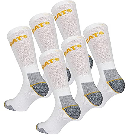 CAT Caterpillar Work Socks Men Heavy Duty - Reinforced Heel Toe - Terry Cotton - Pack of 6 Pairs