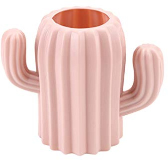 Lyguy - Portapenne Creative Cactus da scrivania, portapenne con pennello, cancelleria, cancelleria, cancelleria, cancelleria, colore: rosa