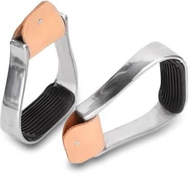 Dioche 2pcs Horse Stirrups, Aluminum Saddle Stirrups for Western with Tack Overshoe Design, Overshoe Safety Horse Stirrup with Rubber Anti-Slip Foot Mat