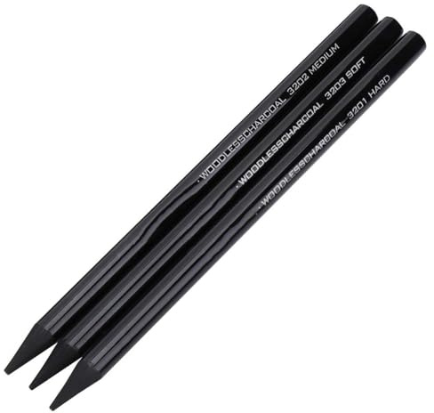 3 pièces crayons à dessin crayon de croquis en carbone professionnel dur/moyen/doux ensemble d'outils de dessin au charbon de bois sans bois