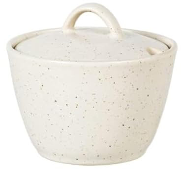 broste Copenhagen Nordic Vanilla Zuckerdose aus Steingut, Unikat, spülmaschinenfest, mikrowellenfest, Maße: 10,5 x 7 cm, 14533445, Creme