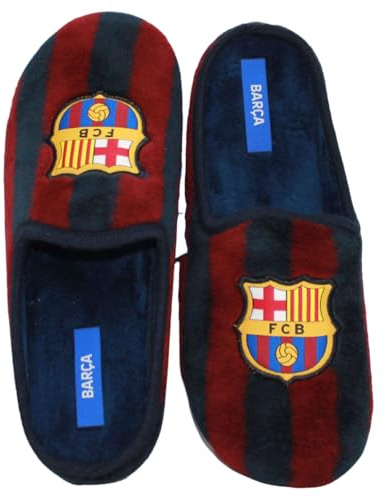 MARPEN SLIPPERS, Zapatillas de Casa de Invierno Oficiales del FC Barcelona de Fútbol para Hombre o Mujer, Abiertas Clásicas, Talla 44