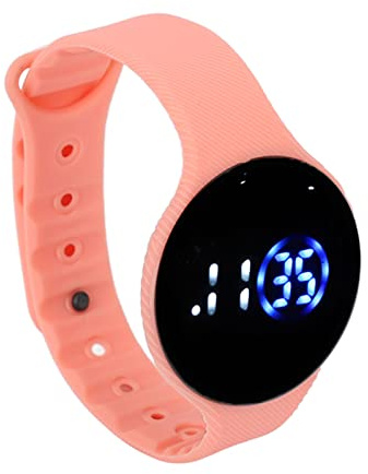 Montre numérique pour enfants, grand écran LED avec affichage date et heure, montre bracelet étanche en silicone anti-rayures, rose clair