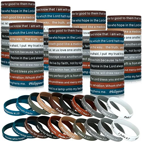 120 stycken bibelverser armband motiverande citat gummi armband religiöst silikonarmband inspirerande silikonarmband stretch unisex armband för män kvinnor tonåringar fest (mörkfärgad)