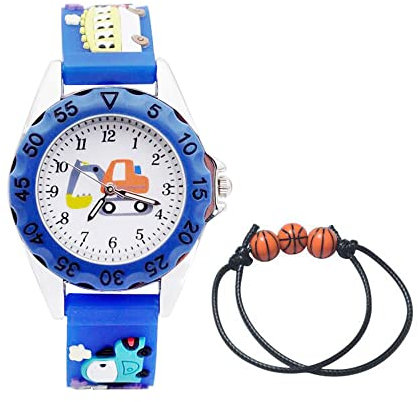 MUXIJIA Kinder Uhren für Jungen und Mädchen ab 3-10 Jahre, 3ATM wasserdichte Junge Uhr Mädchen Uhr, Analog Quarz Uhr Silikon Uhrenarmband Armbanduhr Kinderuhr (Dunkelblau)